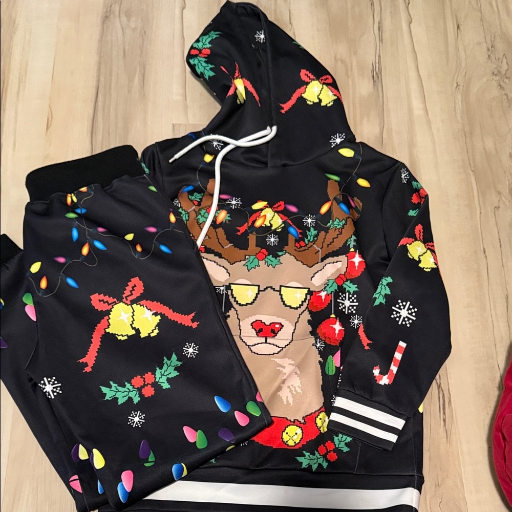 Festive Reindeer Hoodie and Joggers Set